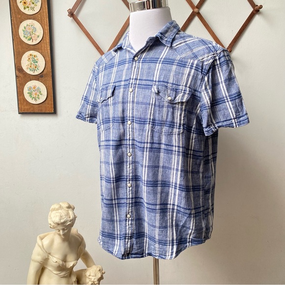 Lucky Brand Linen Pearl Snap Western Shirt - Picture 6 of 13